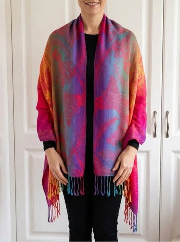 Laluna | Women's Scarf | Paisley Wrap Shawl with Fringe
