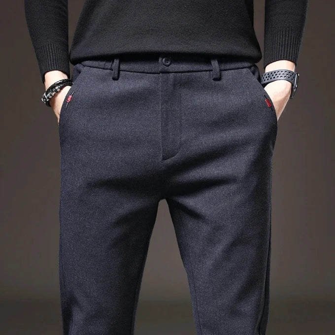 Men's Casual Brushed Pants | Straight Leg Zipper Fly 9