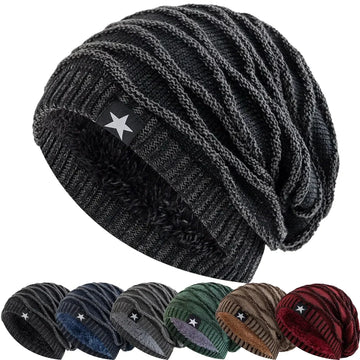 Men's & Women's Slouchy Knit Toque | Plush-Lined Winter Beanie Hat