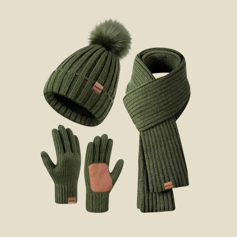 Ribbed Knit Beanie Scarf Gloves Set | Women's Accessories 6