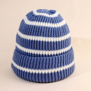 Striped Beanie Hat Women Soft Lined Warm Winter Cap