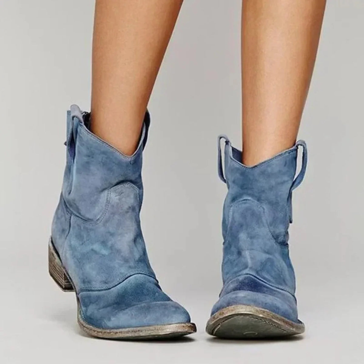 Women's Leather Cowgirl Boots Flat Heel | Casual Footwear 3