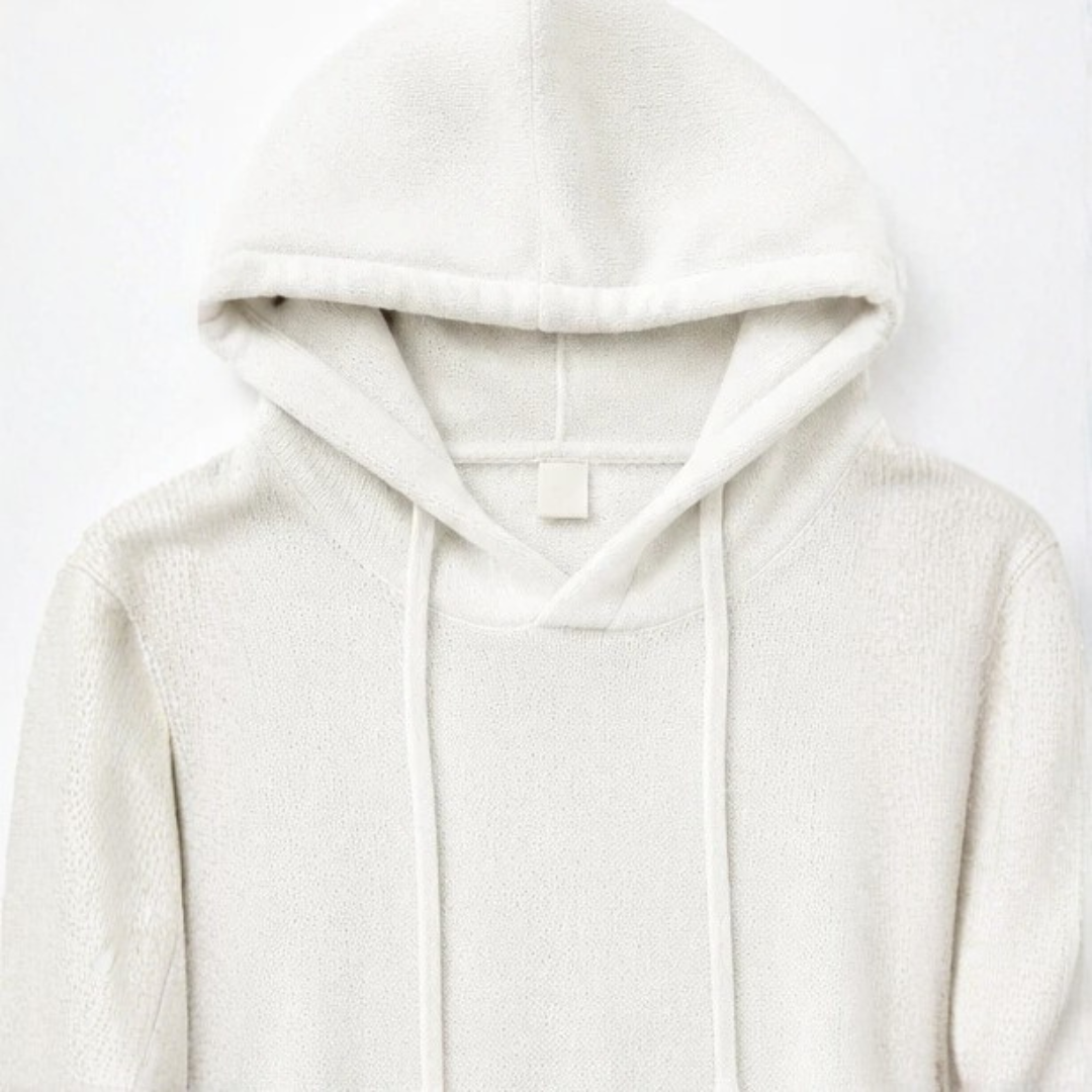Loungel | Distressed Open-Knit Drawstring Hoodie