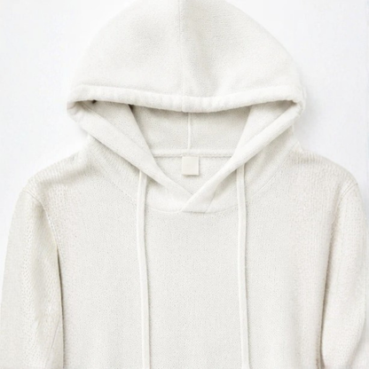 Loungel | Distressed Open-Knit Drawstring Hoodie