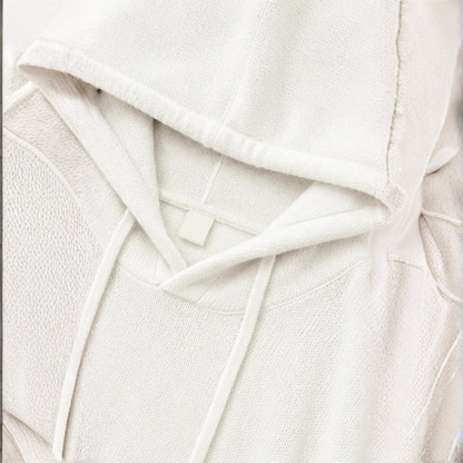 Loungel | Distressed Open-Knit Drawstring Hoodie