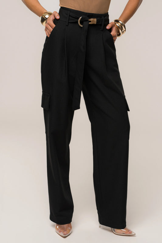 Alexis | Black High Waist Cargo Pants for Women 0