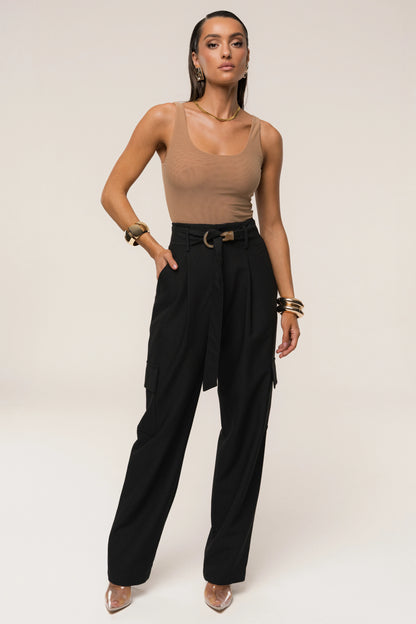 Alexis | Black High Waist Cargo Pants for Women 1