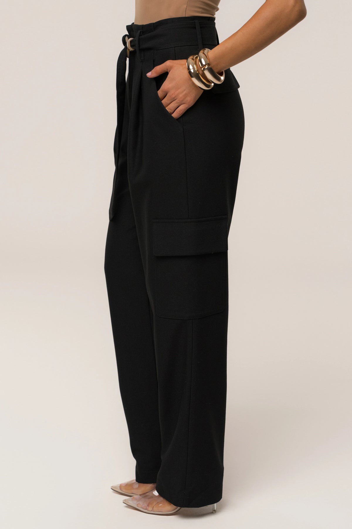Alexis | Black High Waist Cargo Pants for Women 6