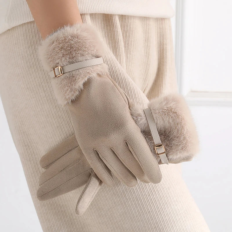 Aurora | Warm Gloves for Women with Fur Trim 0