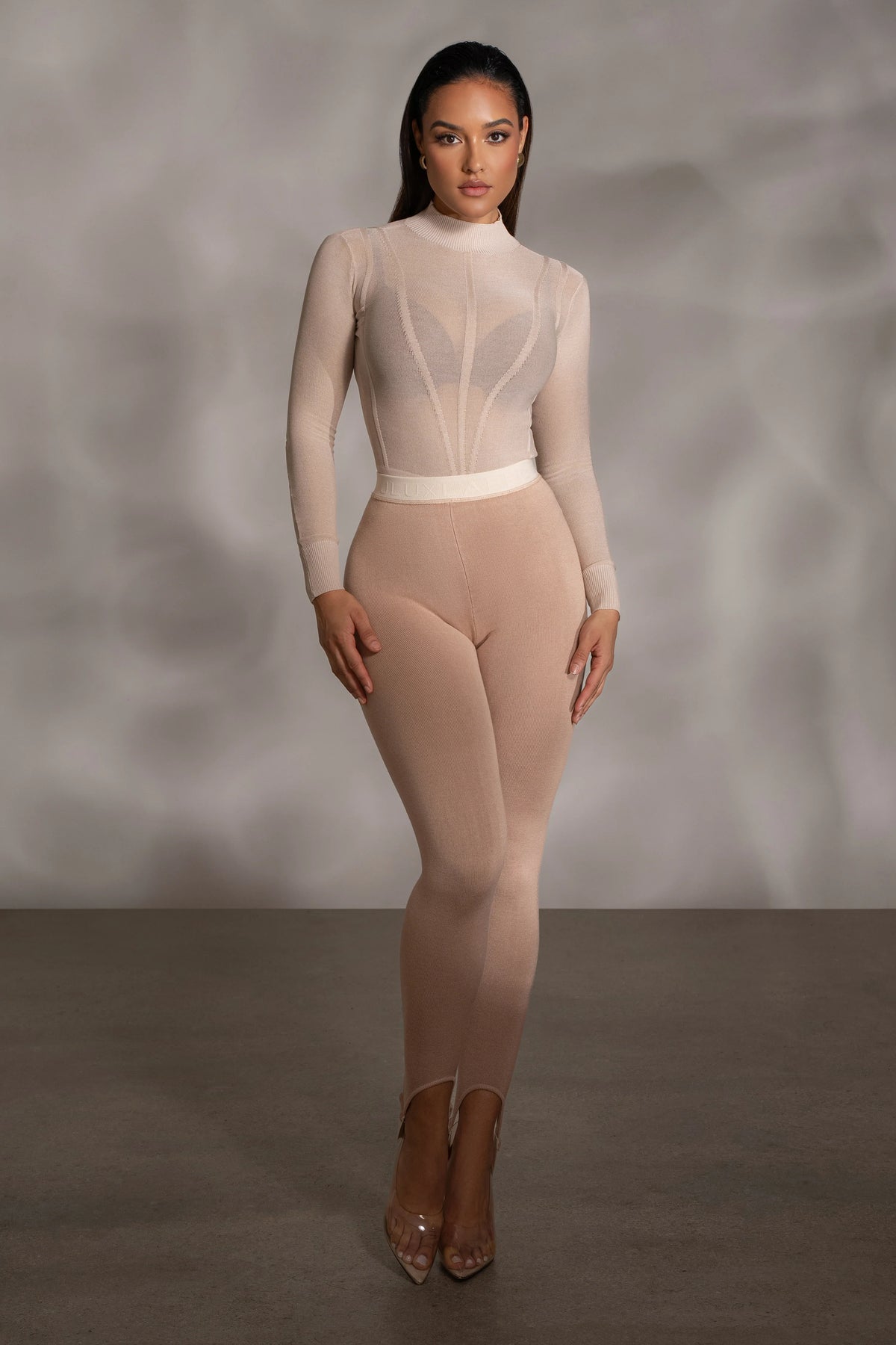Beige Marlow | High Waist Stirrup Leggings for Women 0