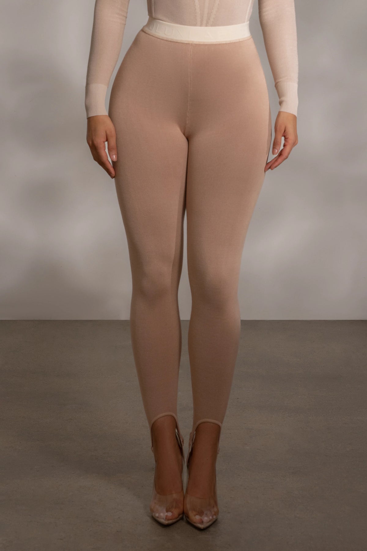 Beige Marlow | High Waist Stirrup Leggings for Women 2