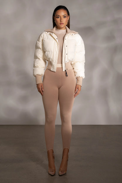 Beige Marlow | High Waist Stirrup Leggings for Women 3