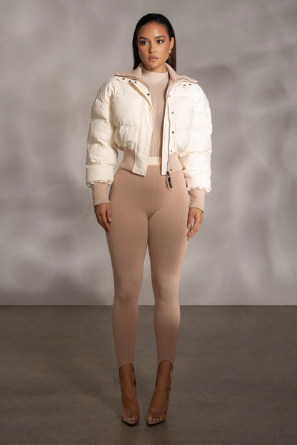 Beige Marlow | High Waist Stirrup Leggings for Women 4
