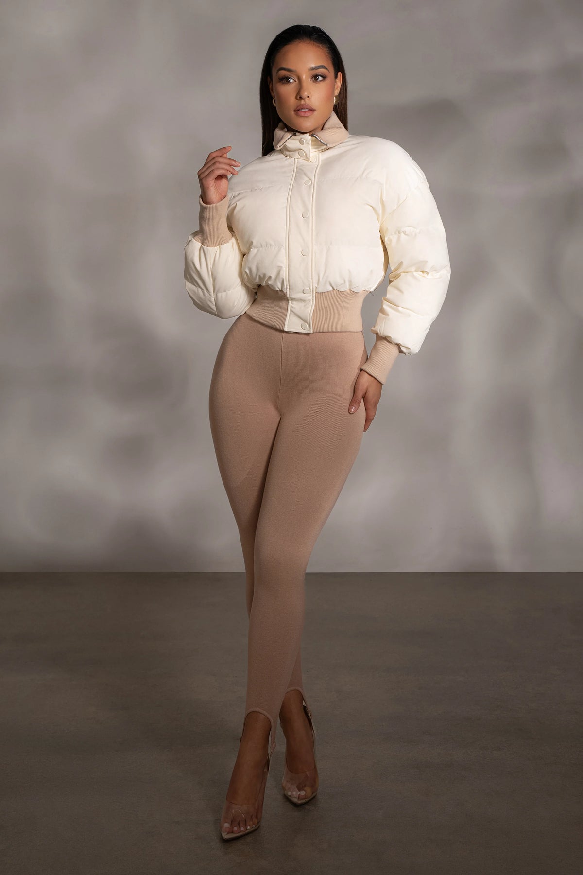 Beige Marlow | High Waist Stirrup Leggings for Women 6