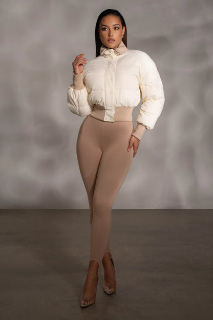 Beige Marlow | High Waist Stirrup Leggings for Women 6