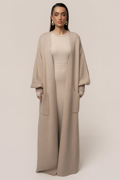 Beige Oversized Cardigan | Women’s Knit Cardigan Sweater 2