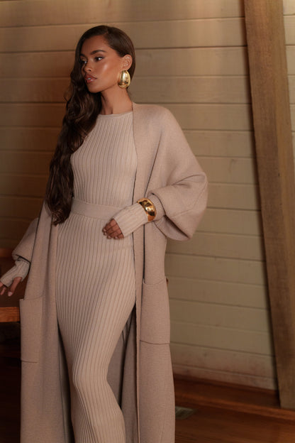 Beige Oversized Cardigan | Women’s Knit Cardigan Sweater 4