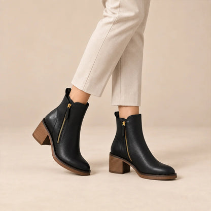 Black Ankle Boots | Women's Pointed Toe Block Heel Booties 0
