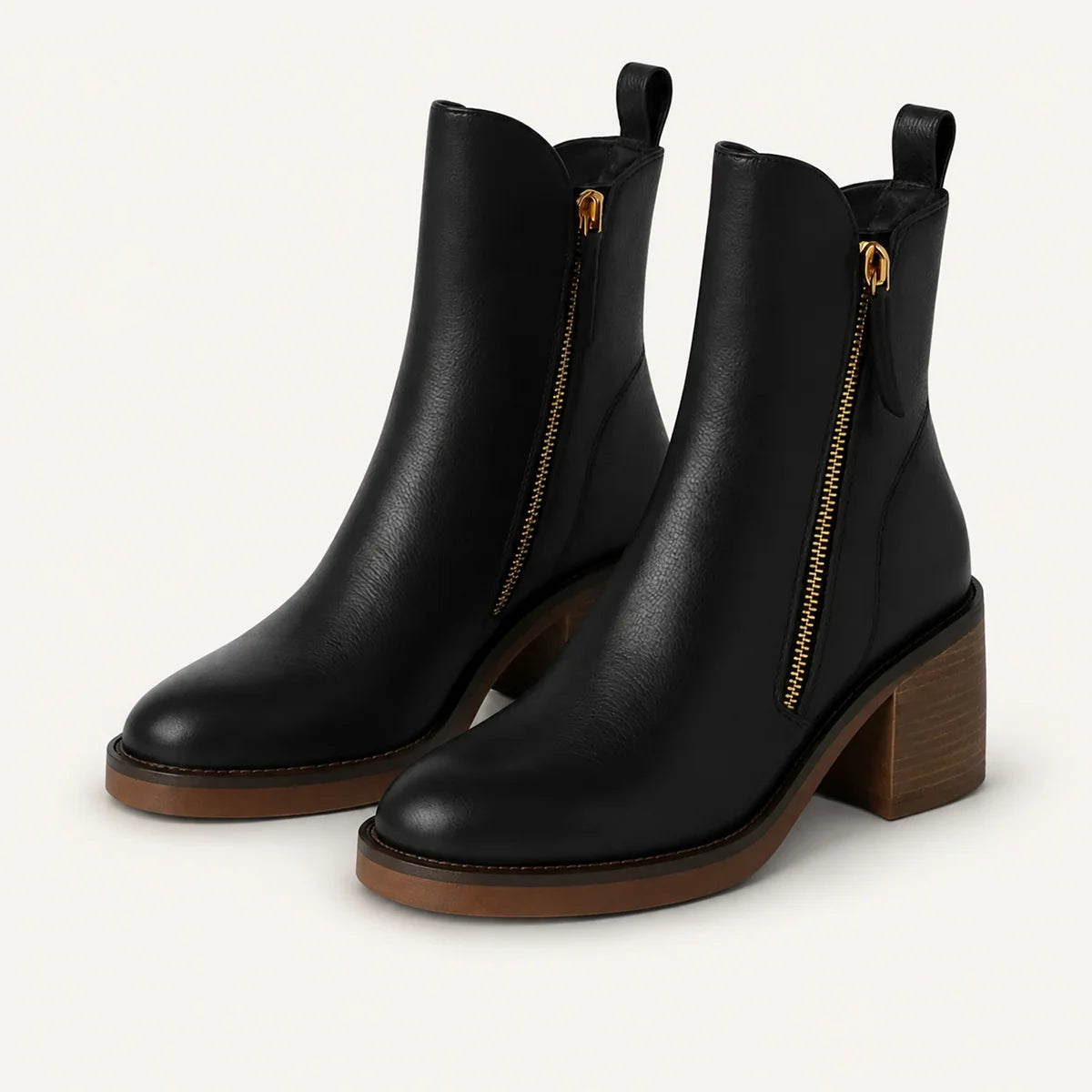 Black Ankle Boots | Women's Pointed Toe Block Heel Booties 1