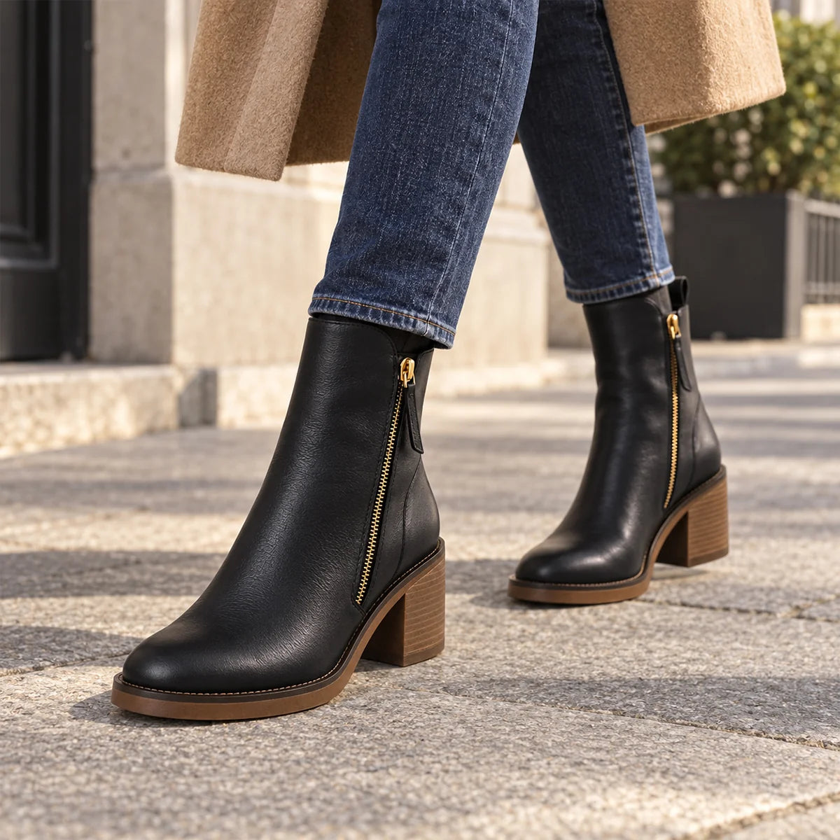 Black Ankle Boots | Women's Pointed Toe Block Heel Booties 6