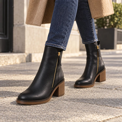 Black Ankle Boots | Women's Pointed Toe Block Heel Booties 6