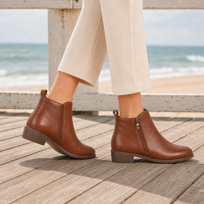 Black Ankle Boots | Women's Side-Zip Supportive Design 1