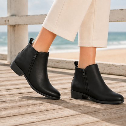 Black Ankle Boots | Women's Side-Zip Supportive Design 3