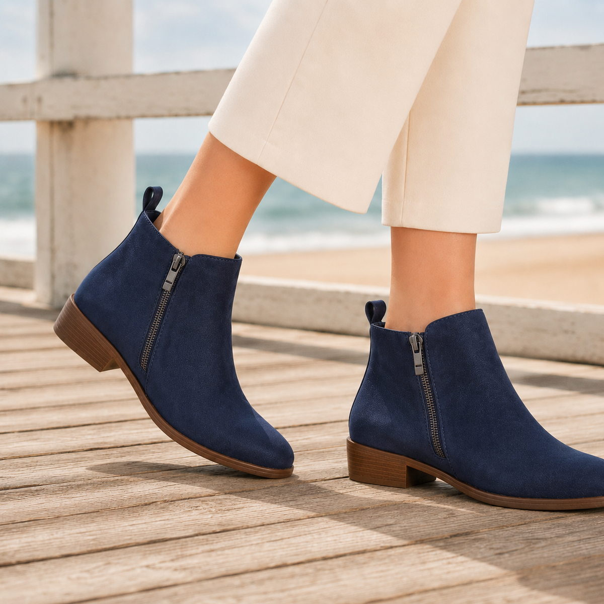 Black Ankle Boots | Women's Side-Zip Supportive Design 5