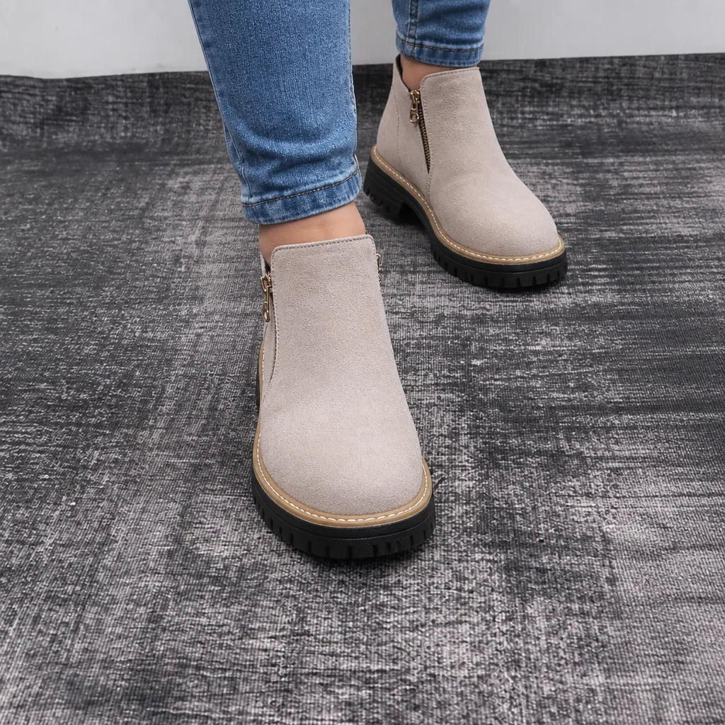 Black Ankle Boots | Women's Square-Heel Zip-Up Booties 0