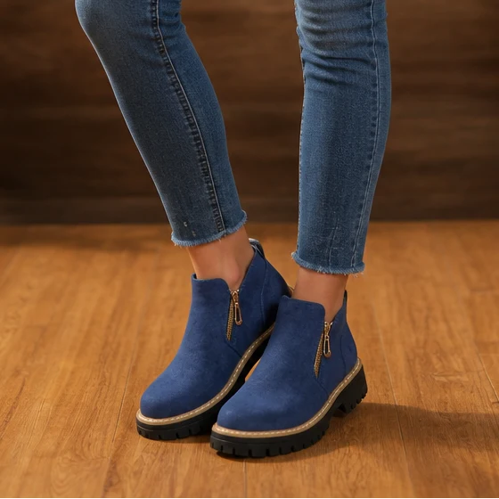 Black Ankle Boots | Women's Square-Heel Zip-Up Booties 11