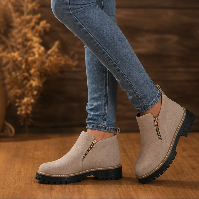 Black Ankle Boots | Women's Square-Heel Zip-Up Booties 14