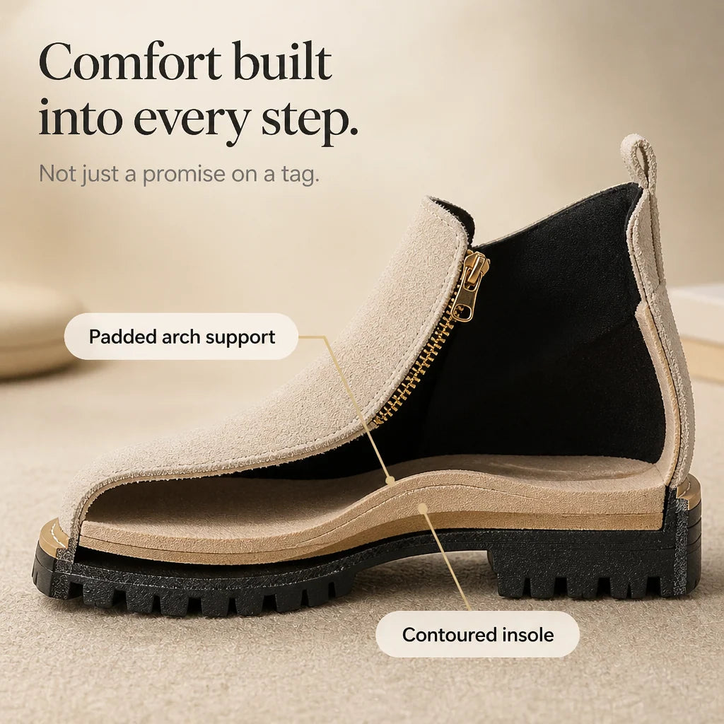 Black Ankle Boots | Women's Square-Heel Zip-Up Booties 3