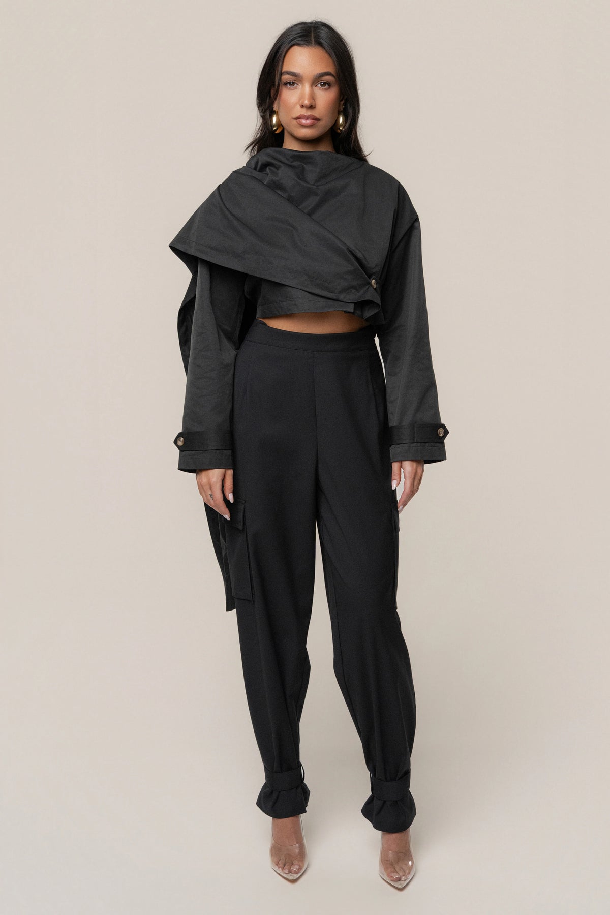 Black Autumn Flow | Cargo Pants for Women 0