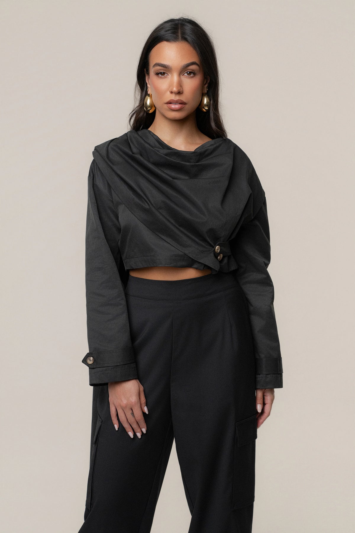 Black Autumn Flow | Cargo Pants for Women 2