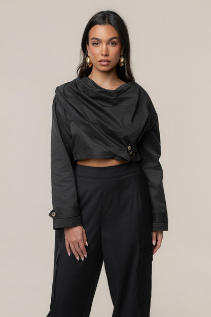 Black Autumn Flow | Cargo Pants for Women 2