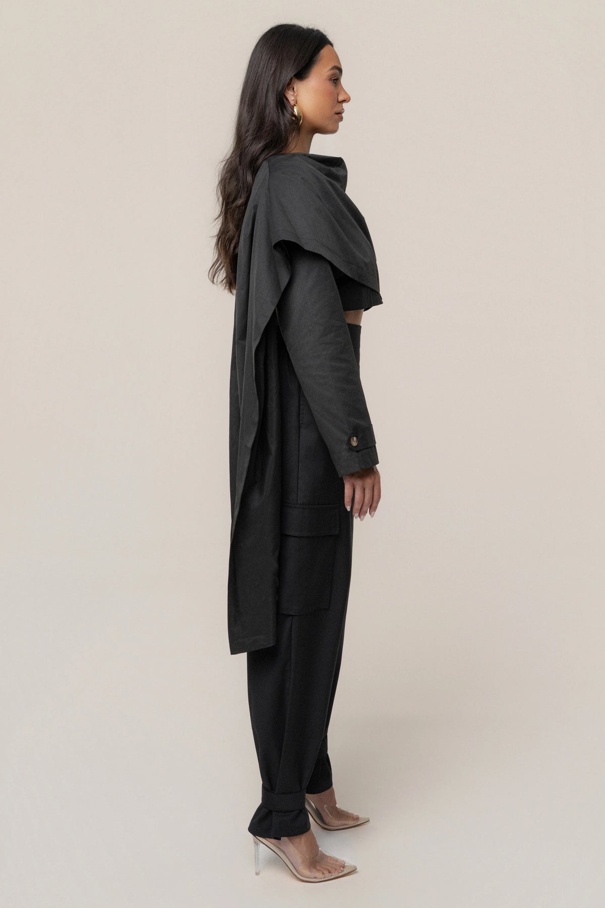 Black Autumn Flow | Cargo Pants for Women 4