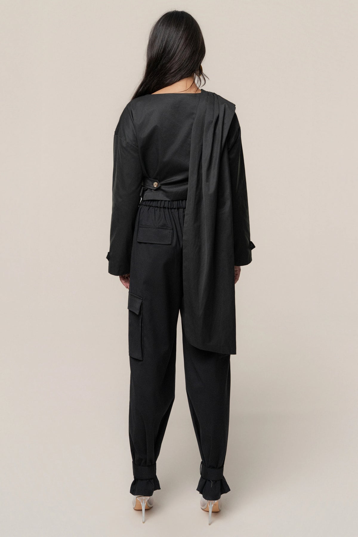 Black Autumn Flow | Cargo Pants for Women 6