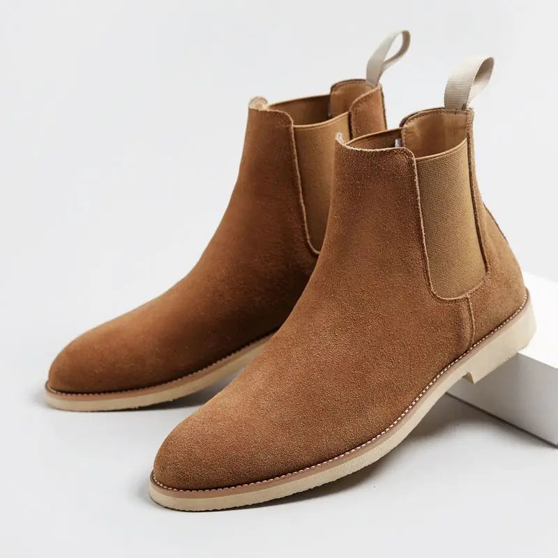 Black Chelsea Boots Men | Retro Slip-On Medium-High Ankle 2