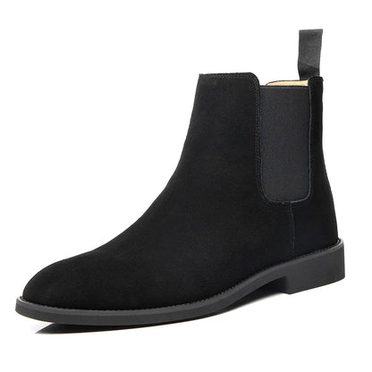 Black Chelsea Boots Men | Retro Slip-On Medium-High Ankle 6
