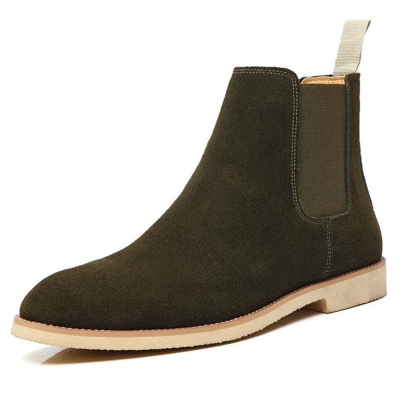Black Chelsea Boots Men | Retro Slip-On Medium-High Ankle 7