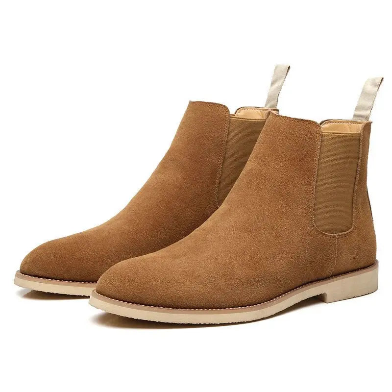 Black Chelsea Boots Men | Retro Slip-On Medium-High Ankle 8