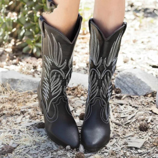 Black Cowboy Boots | Pointed Toe Leather Western Boots 0