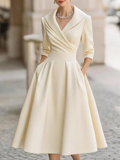 Black Satin Midi Dress | Long Sleeve Vintage Style for Women 11