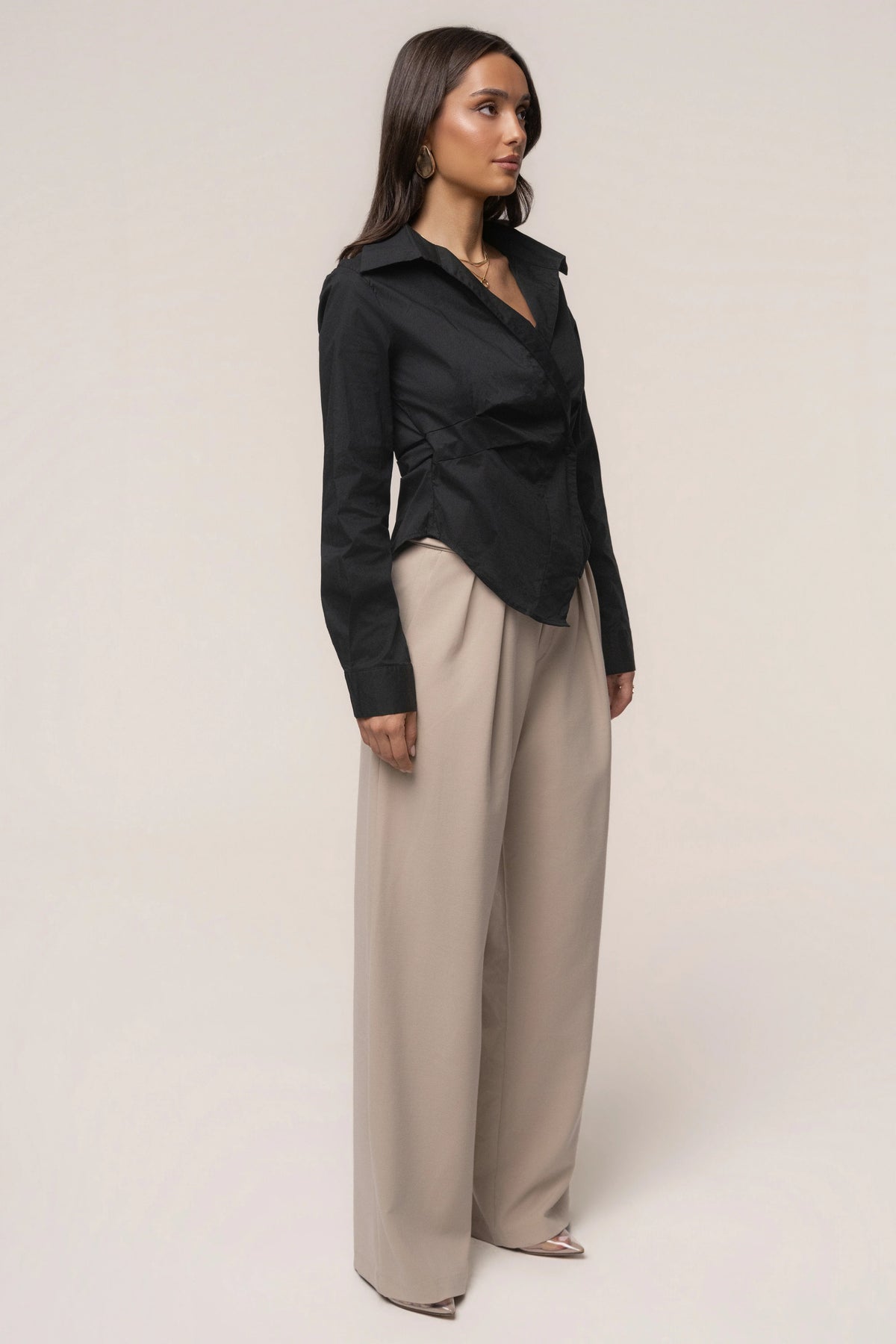 Black Sculpt And Form Blouse | Women's Long Sleeve Top 3