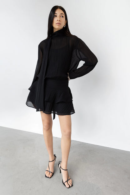 Black Sheer Ruffled Mini Dress | Women's Dress Size S 3