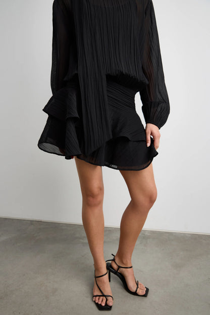 Black Sheer Ruffled Mini Dress | Women's Dress Size S 7