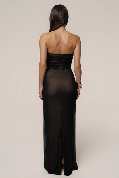 Black Siren Sculpted Mesh Dress | Women's Maxi Dress 1