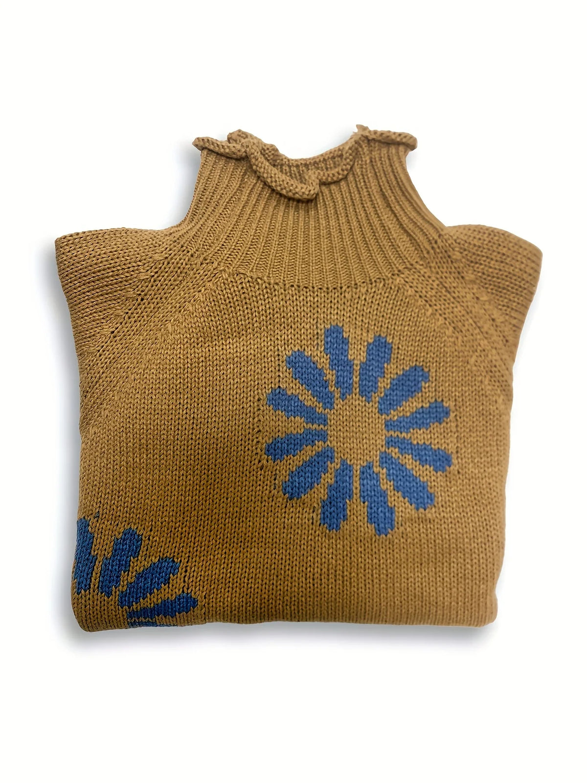 Blossom-Knit High Neck Sweater | Women's Sweater with Floral Design 3