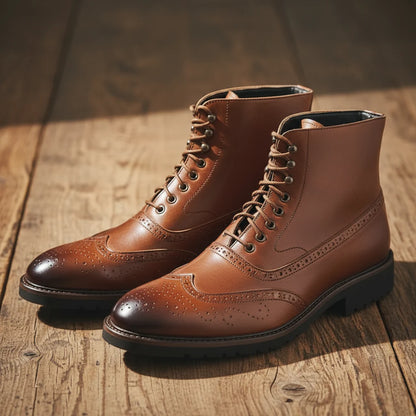 Braxton | Men's Full-Grain Leather Brogue Boots 1