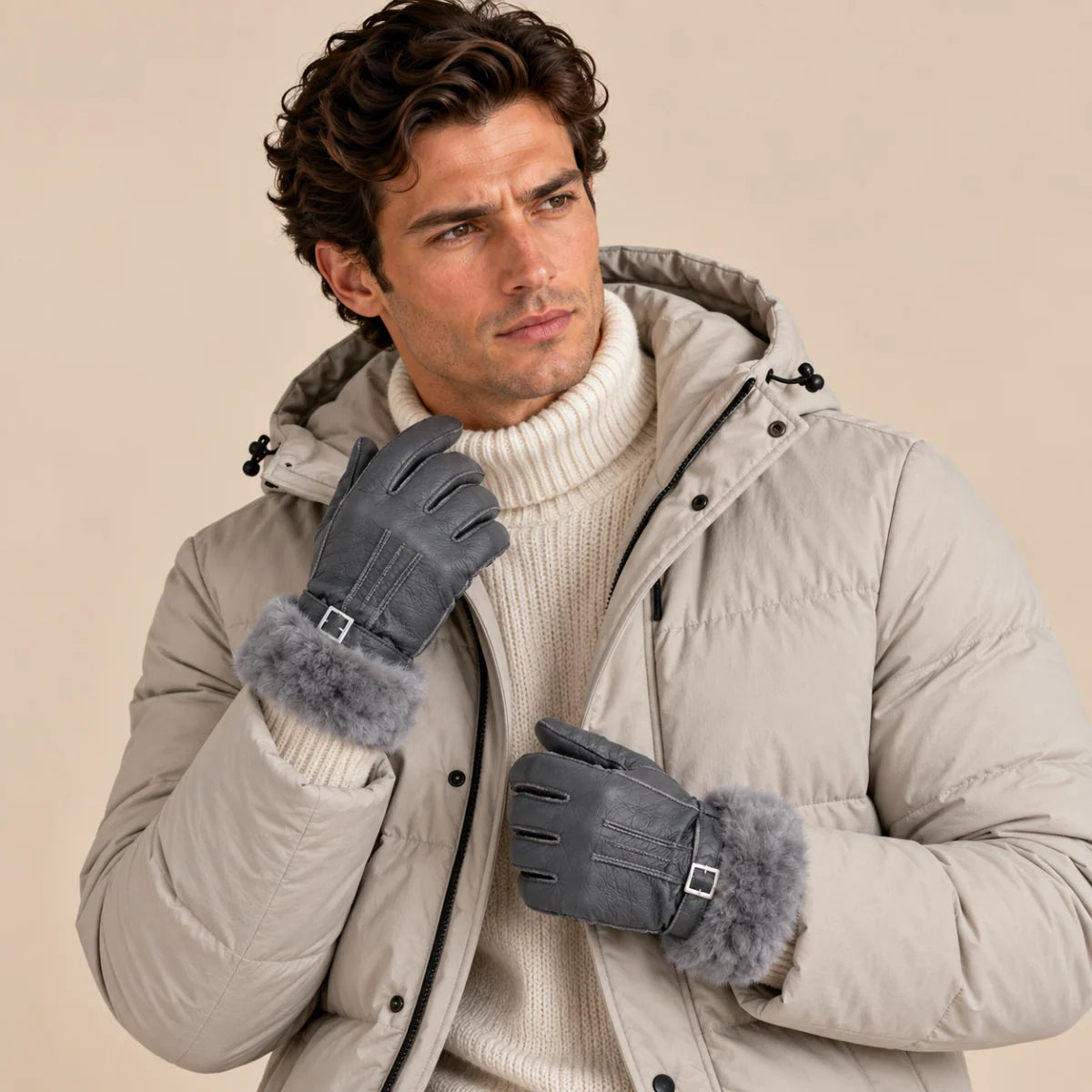 Brenton | Men's Sheepskin Leather Winter Gloves with Fur Lining 11